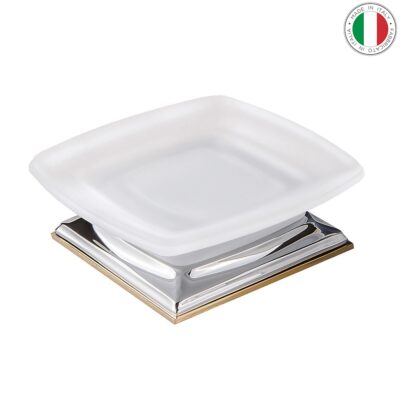 Seifenablage Seifenschale freistehend Chrom Gold Messing Satinglas Portofino Colombo Design