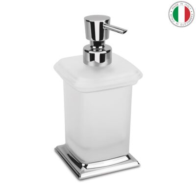 Seifenspender freistehend Chrom Messing Satinglas Portofino Colombo Design