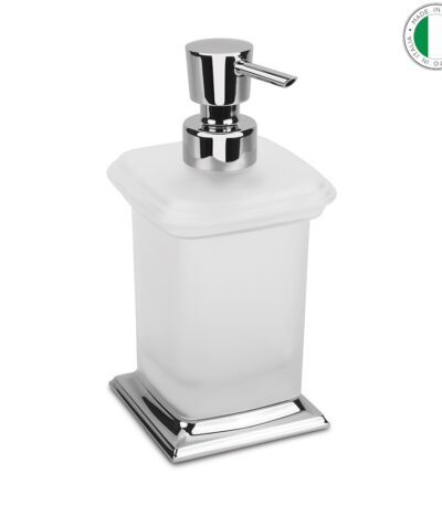 Seifenspender freistehend Chrom Messing Satinglas Portofino Colombo Design