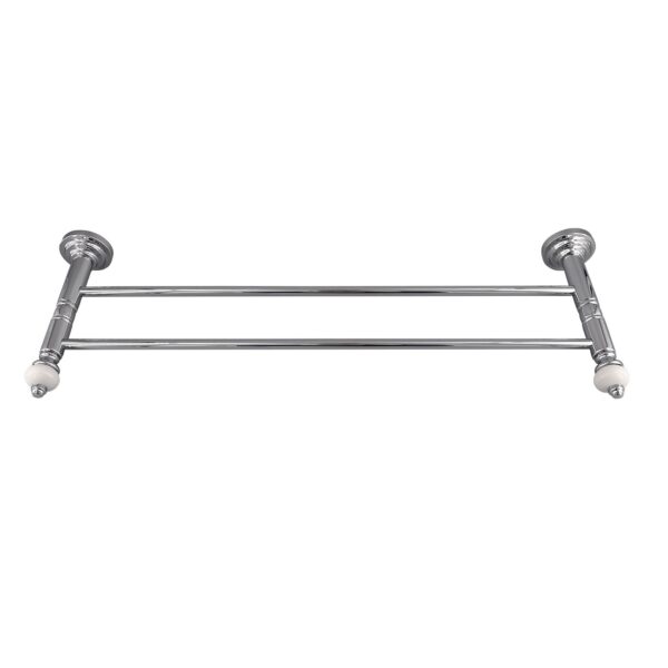 STELO Handtuchhalter 2 Stangen Chrom glänzend Weißes Porzellan Messing