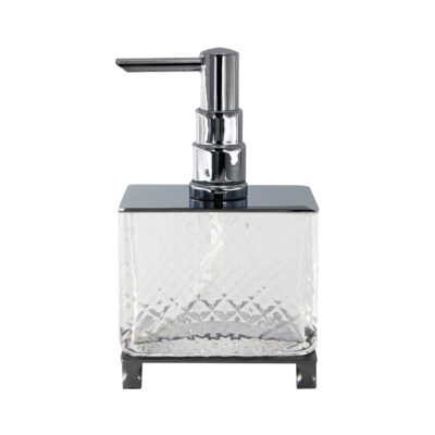 STELO Seifenspender freistehend Chrom Messing Kristallglas