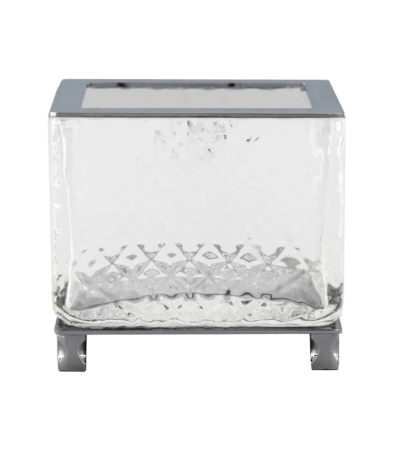 STELO Kosmetikdose Chrom Messing Kristallglas