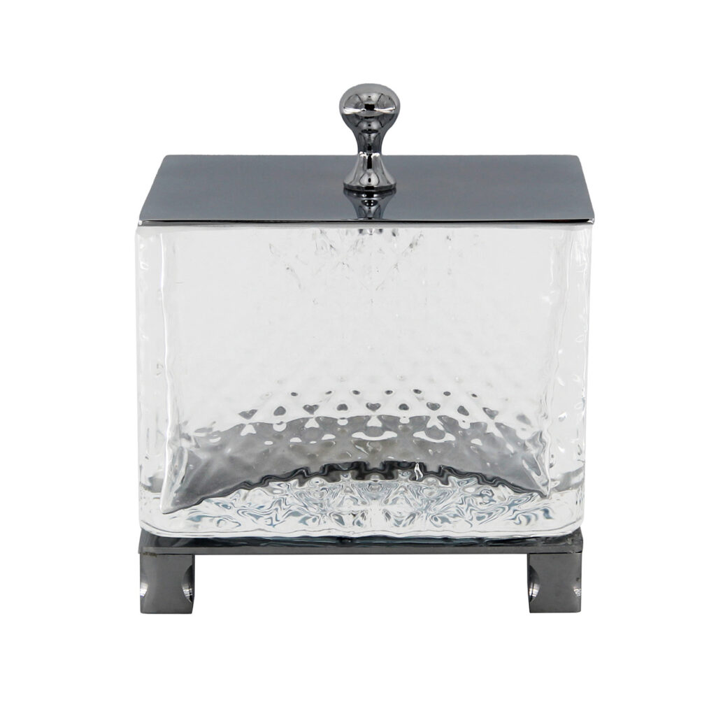 STELO Kosmetikdose Chrom Kristallglas Messing