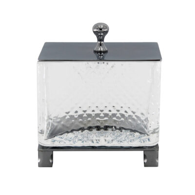 STELO Kosmetikdose Chrom Kristallglas Messing