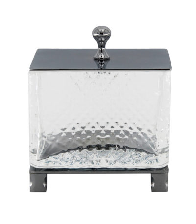 STELO Kosmetikdose Chrom Kristallglas Messing