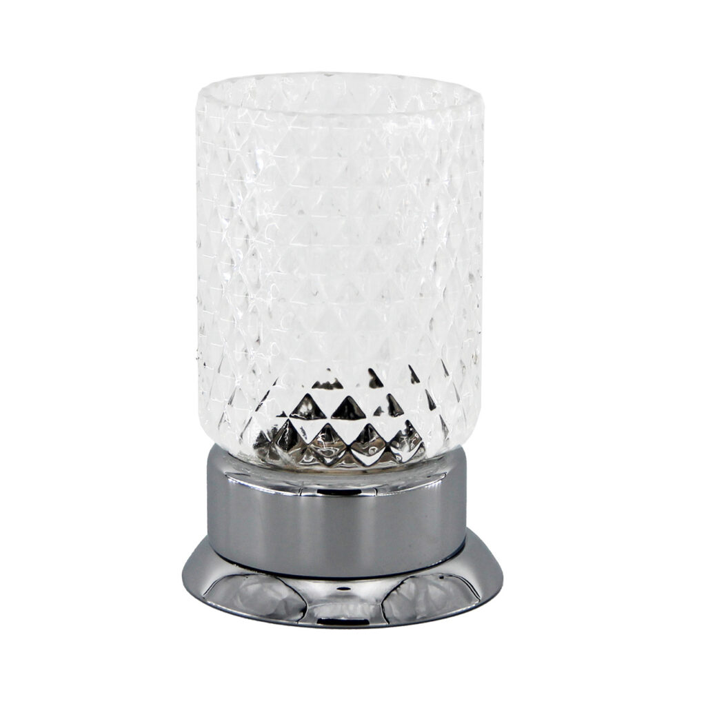 STELO Zahnputzbecher freistehend Chrom Kristallglas Messing