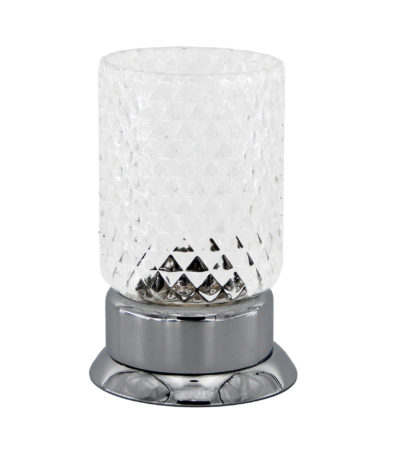 STELO Zahnputzbecher freistehend Chrom Kristallglas Messing