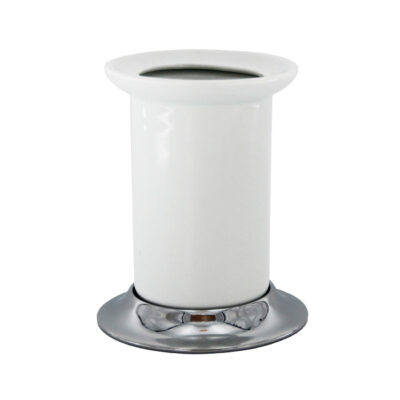STELO_Zahnputzbecher_freistehend_Chrom_Porzellan_Messing