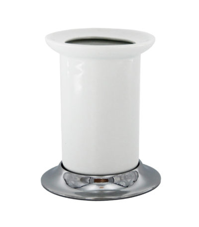 STELO_Zahnputzbecher_freistehend_Chrom_Porzellan_Messing