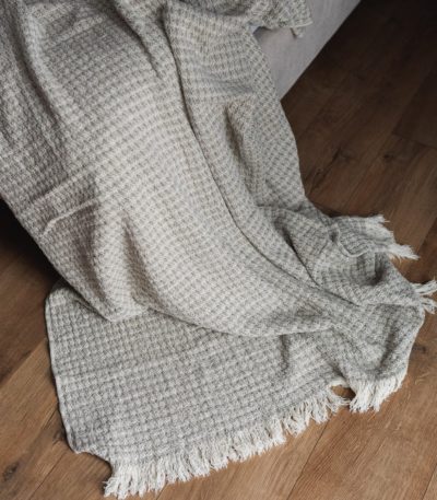 Leinen Decke Waffelpique grau 140 x 210 cm
