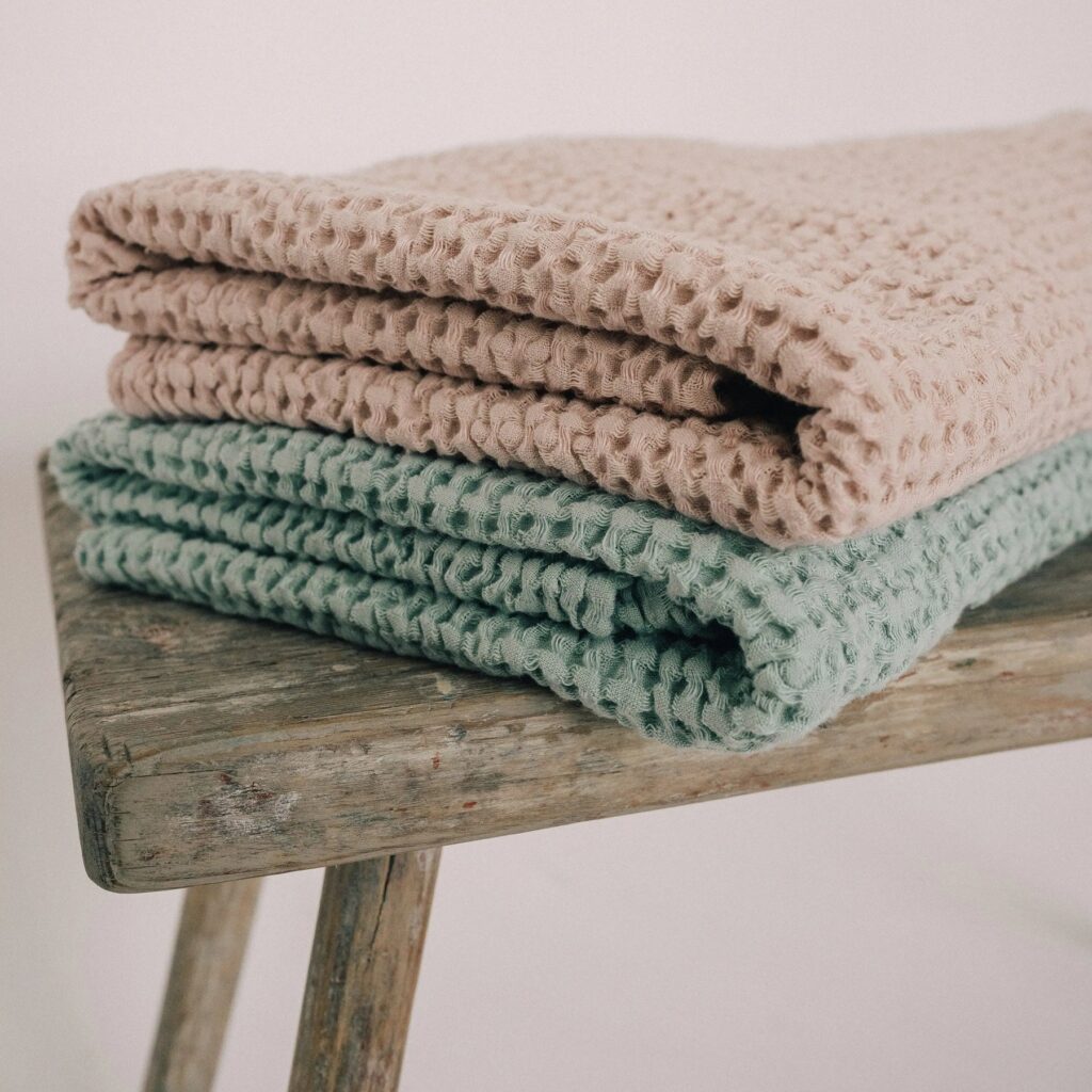 Premium Badetücher-Set 2-tlg. 54% Leinen 46% Baumwolle Türkis Rosa 150×80 cm