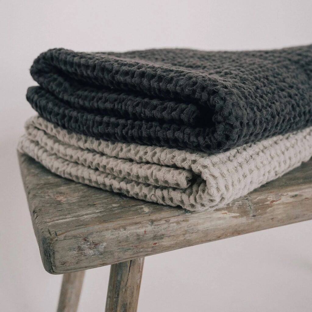 Premium Badetücher-Set 2-tlg. 54% Leinen 46% Baumwolle Graphit Beige 150×80 cm