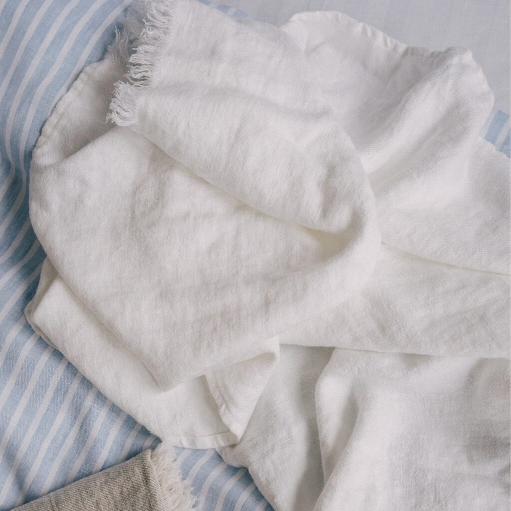 Premium Badetücher-Set 2-tlg. 100% Leinen Weiß Handtücher Duschtücher Saunatücher 130×75 cm