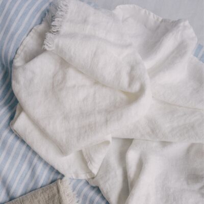 Premium Badetücher-Set 2-tlg. 100% Leinen Weiß Handtücher Duschtücher Saunatücher 130×75 cm