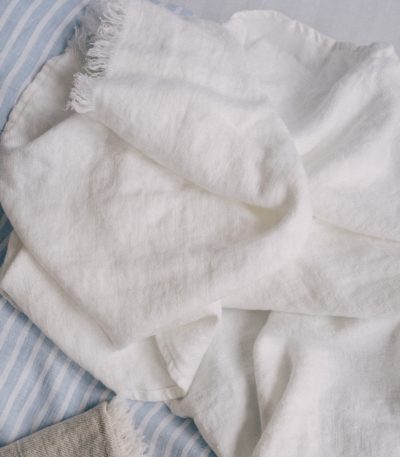 Premium Badetücher-Set 2-tlg. 100% Leinen Weiß Handtücher Duschtücher Saunatücher 130×75 cm