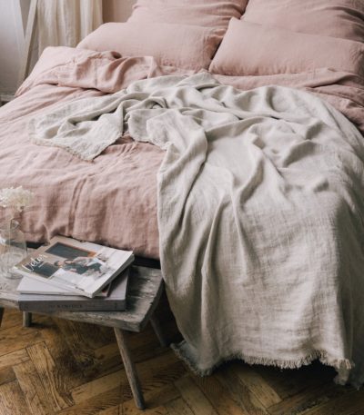 Leinendecke grau 140 x 210 cm