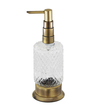 STELO Seifenspender freistehend Antik Messing Kristallglas