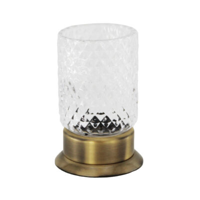 STELO Zahnputzbecher freistehend Antik Messing Kristallglas