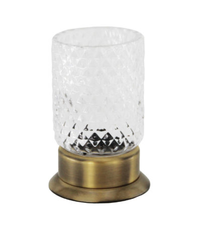 STELO Zahnputzbecher freistehend Antik Messing Kristallglas