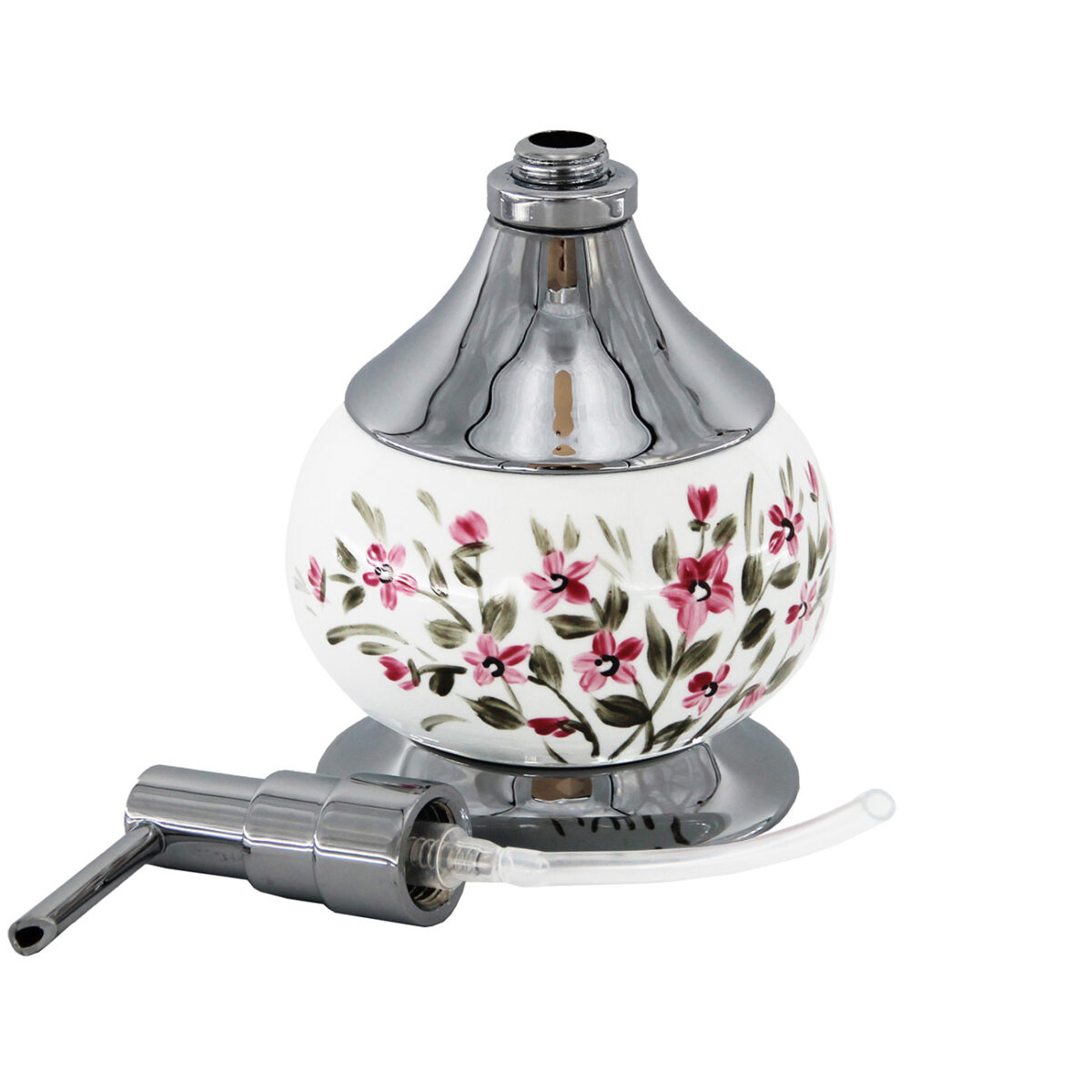 STELO Seifenspender Porzellan handbemalt Dekor 17 Chrom Messing