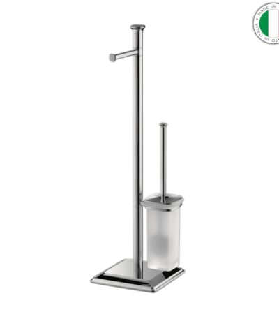 Stand-WC-Garnitur Chrom Messing Satinglas Portofino Colombo Design