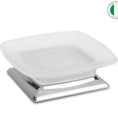 Seifenablage Seifenschale freistehend Chrom Messing Satinglas Portofino Colombo Design