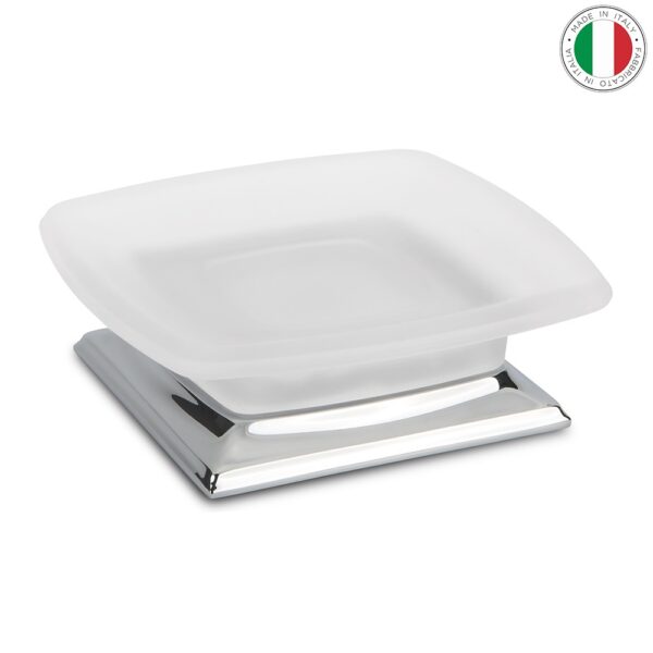 Seifenablage Seifenschale freistehend Chrom Messing Satinglas Portofino Colombo Design