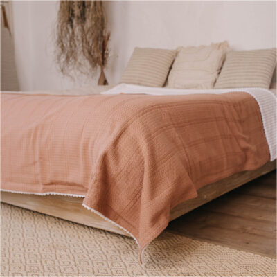 Tagesdecke Sand Weiß 100% Baumwolle Pique 160x220 cm