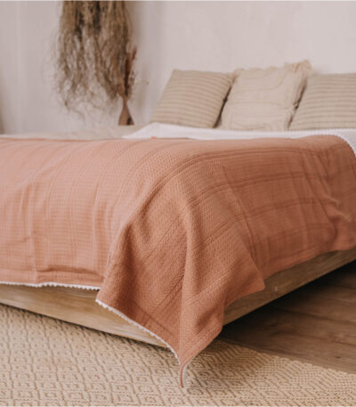 Tagesdecke Sand Weiß 100% Baumwolle Pique 160x220 cm